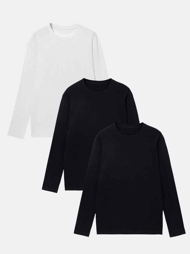 3 Pieces Basic Long Sleeve T-Shirt-Vacay Outfit