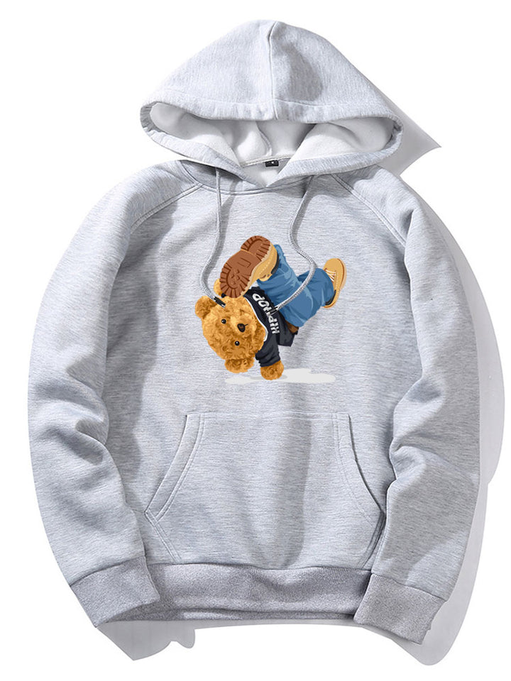 Break Dance Bear Print Hoodie-Vacay Outfit