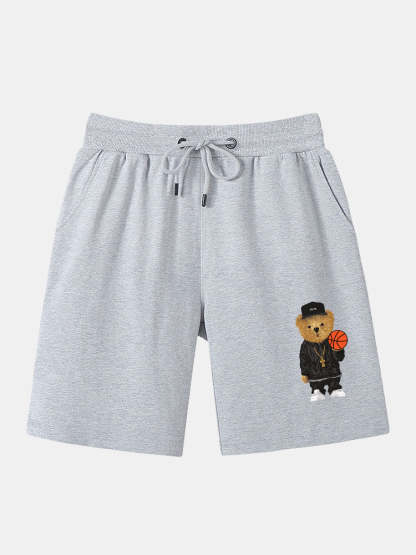 Basketball Bear Print T-Shirt And Shorts-Vacay Outfit