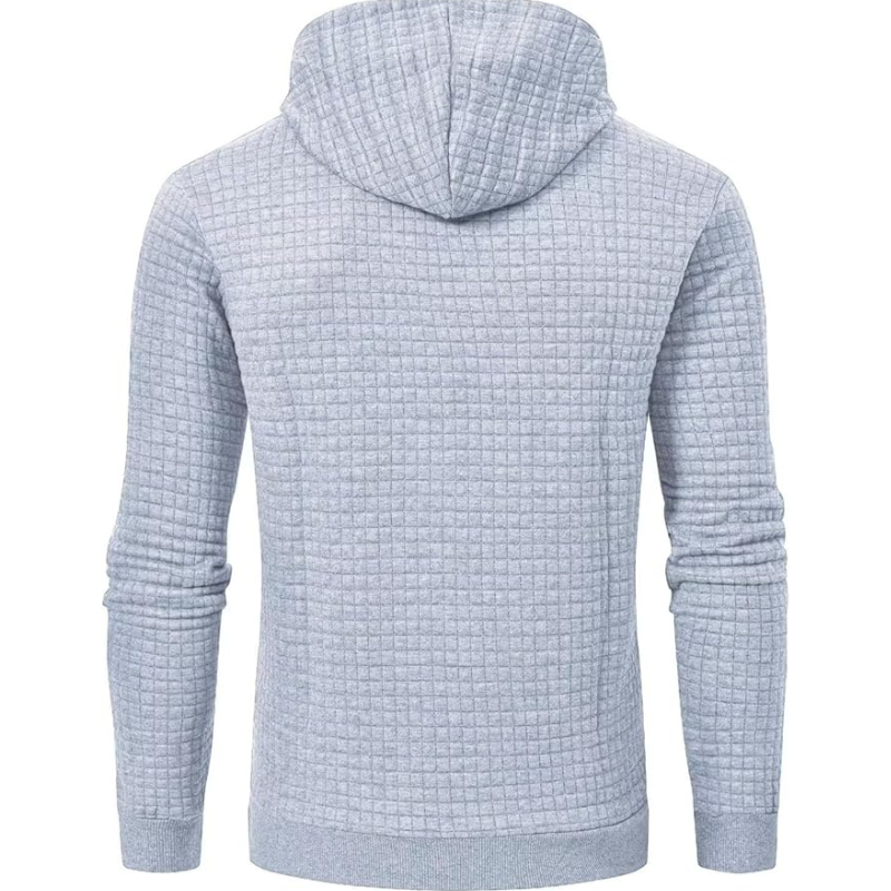 Mens Pullover Hoodies Plaid Jacquard Long Sleeve Drawstring Hipster