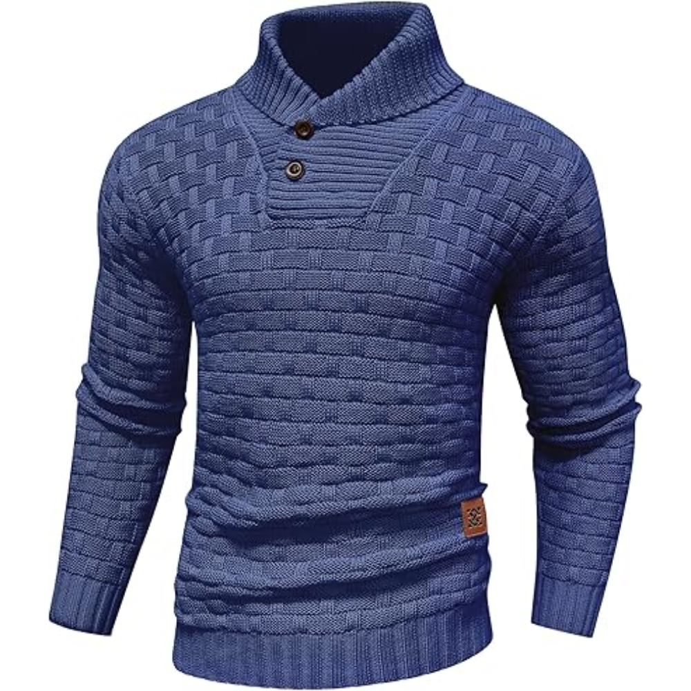 Men's Turtleneck Sweater Shawl Collar Pullover Sweaters Regular Fit Knitted Tops