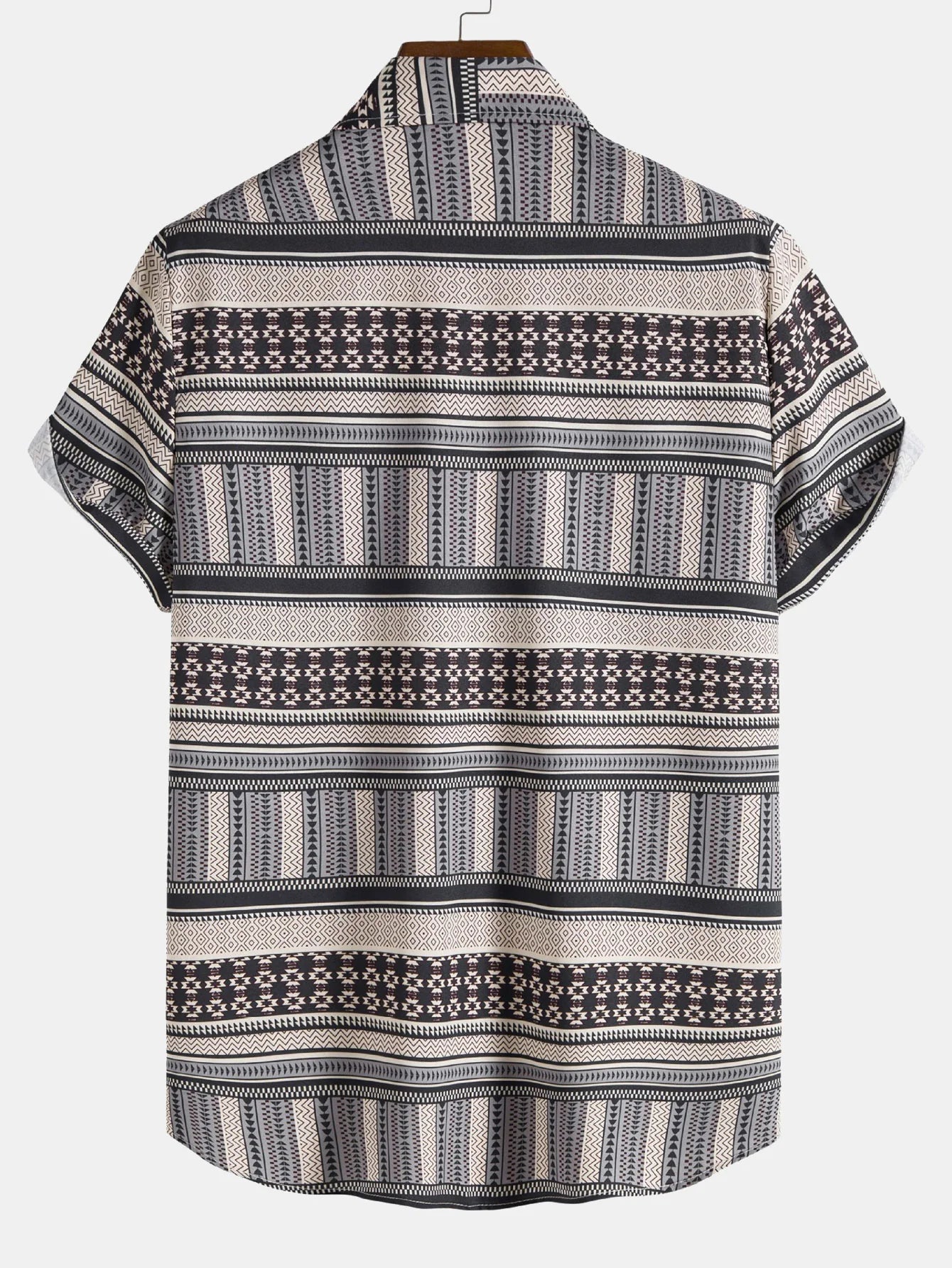 Aztec Print Button Up Shirt-Vacay Outfit