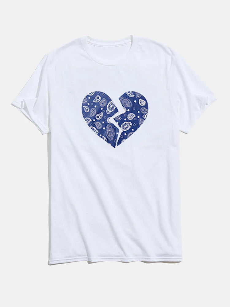 Broken Heart Graphic Cotton T-Shirt-Vacay Outfit