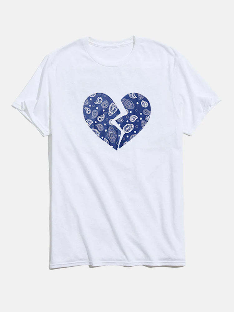 Broken Heart Graphic Cotton T-Shirt-Vacay Outfit