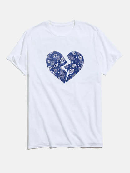 Broken Heart Graphic Cotton T-Shirt-Vacay Outfit