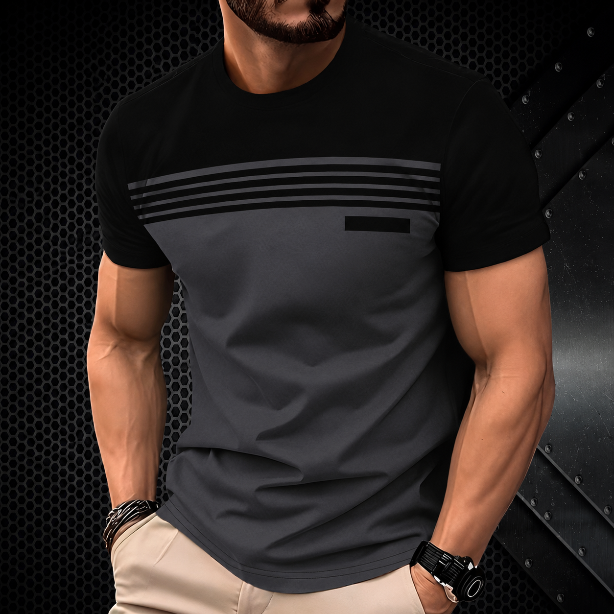 Casual Round Collar Short Sleeve T Shirt All Season Wear For Men