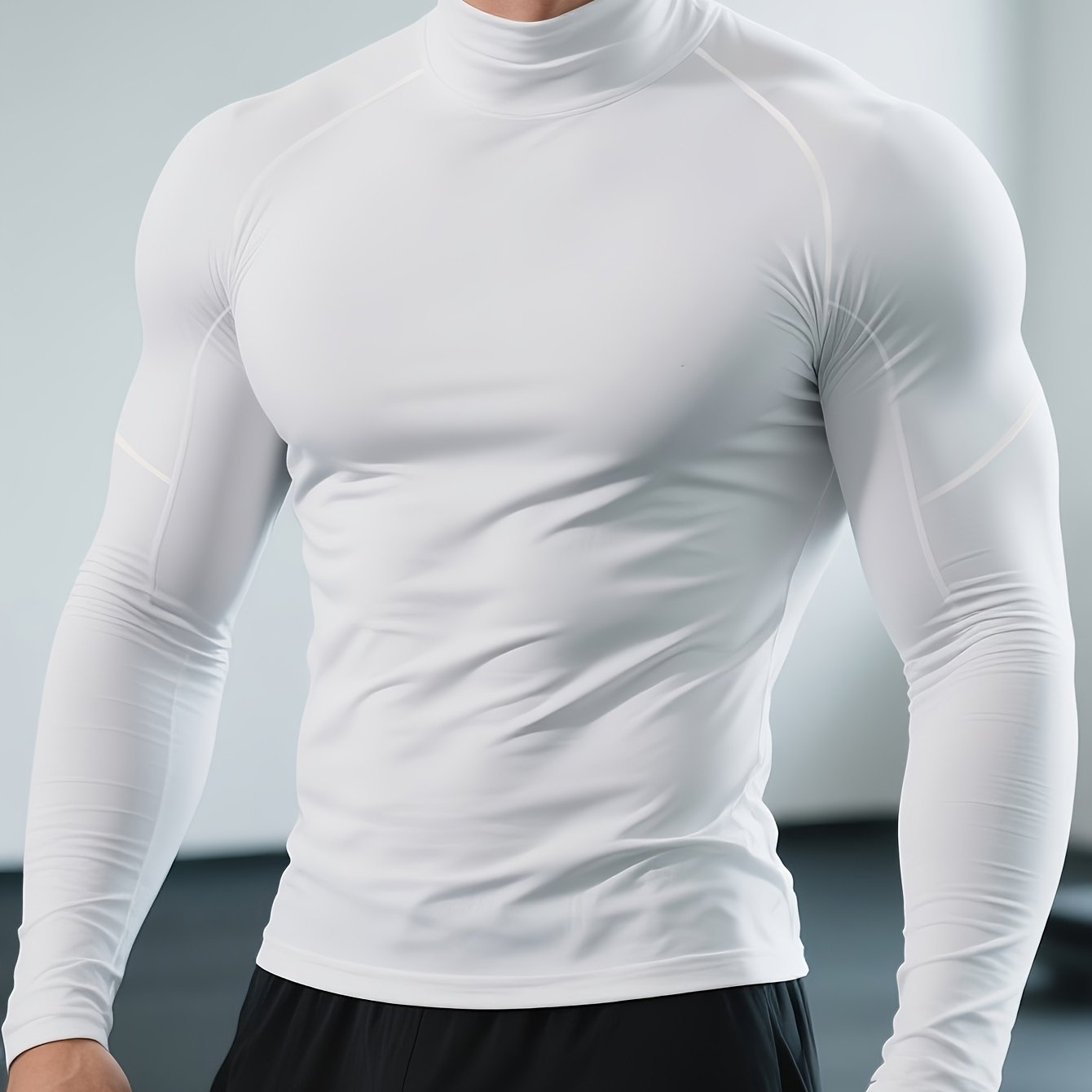 Long Sleeve High Collar Compression Shirt for Men