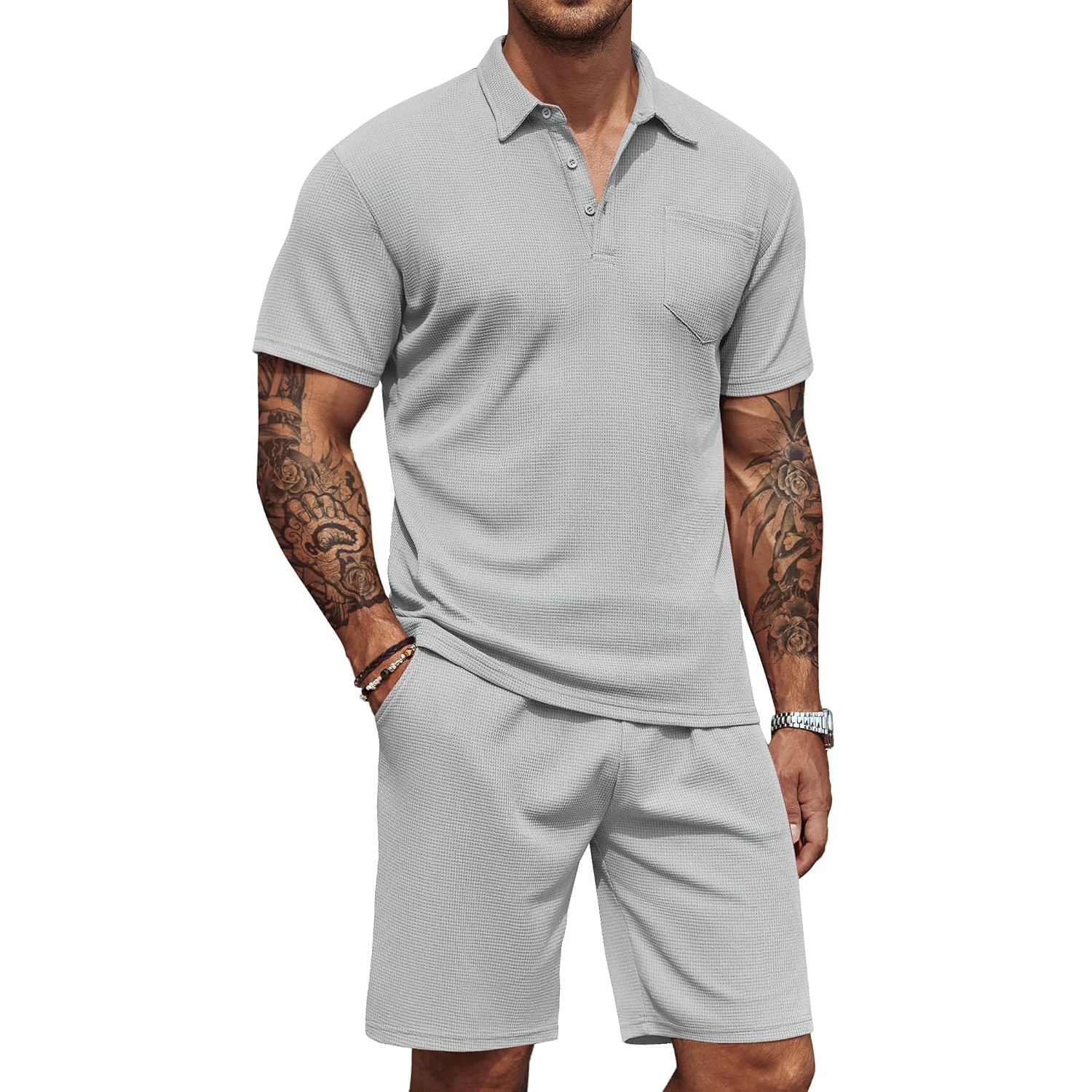Casual Summer Shorts And Polo Tshirt Set For Men