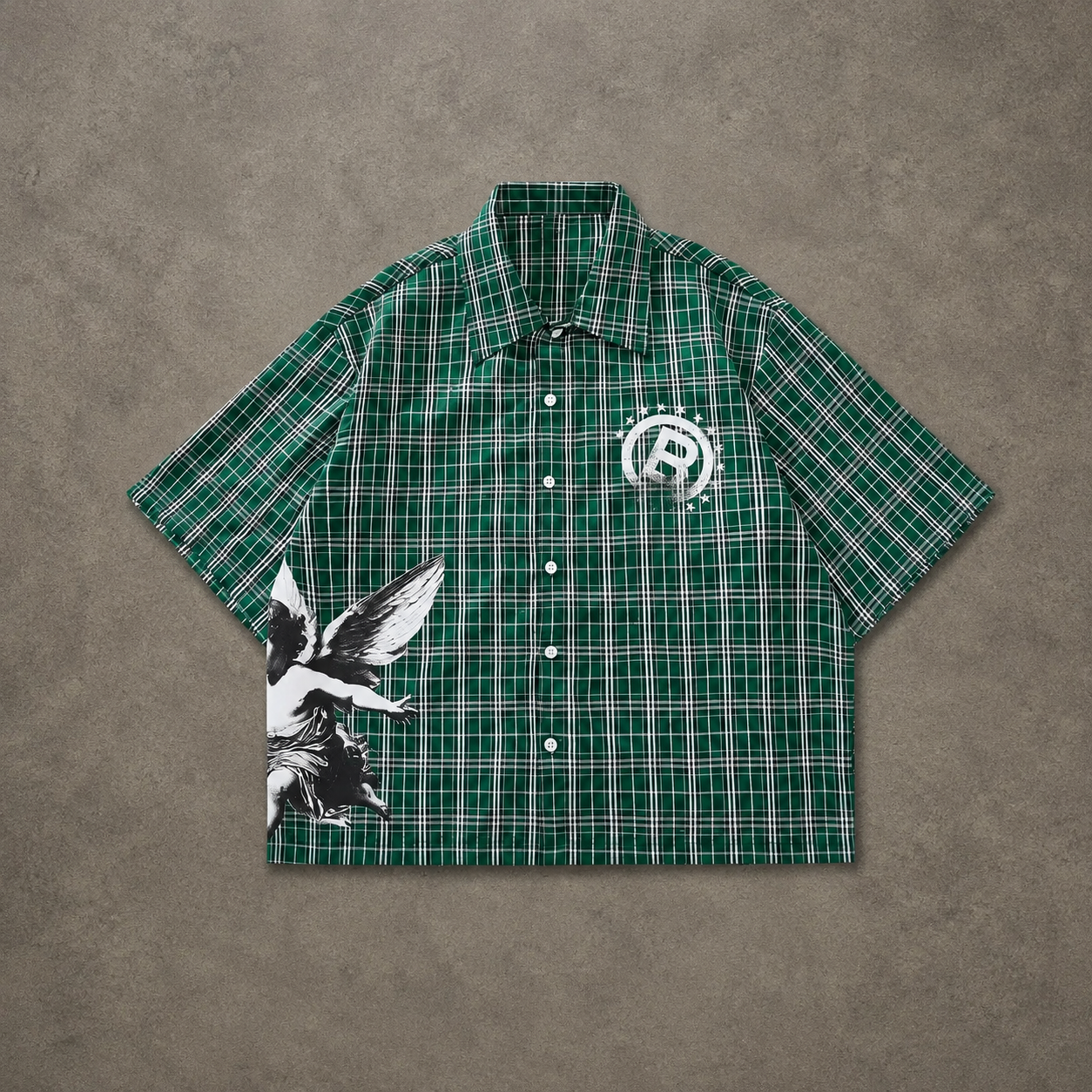 Casual Short Sleeve Retro Loose Plaid Shirt For Women