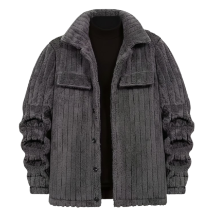 Winter Plush Jacket With Soft Collar and Button Closure For Men