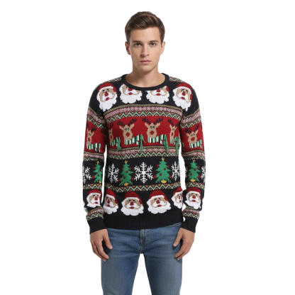 Ugly Christmas Sweater With Santa Design Print