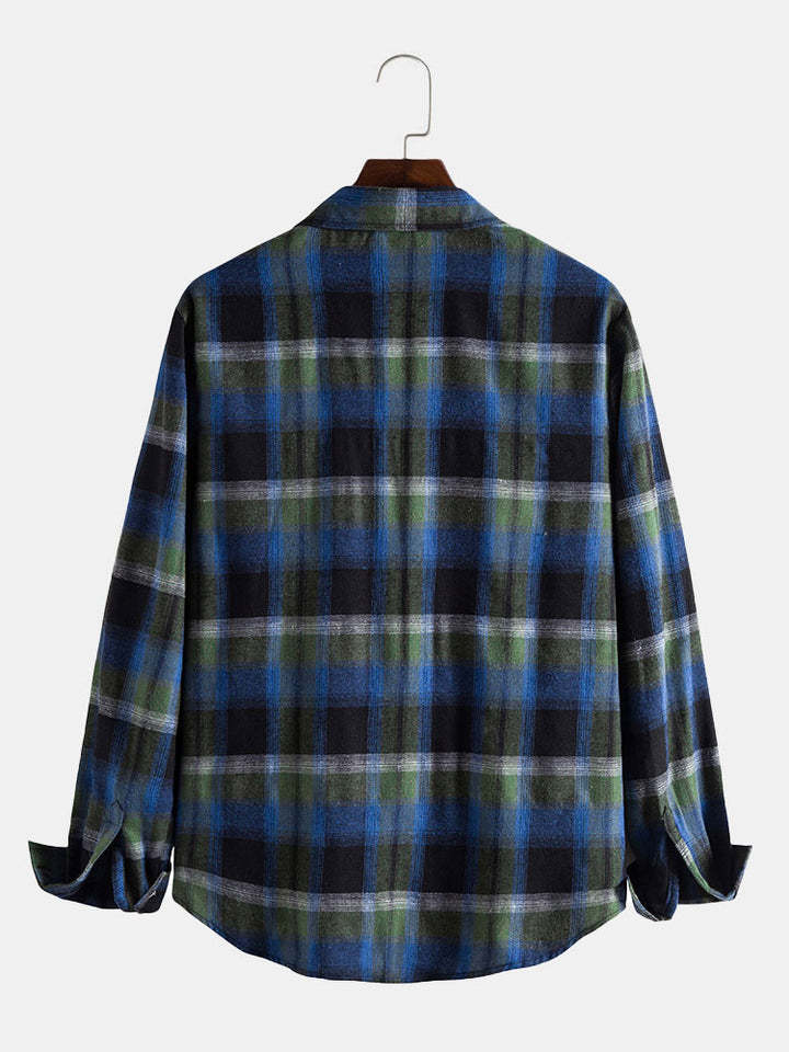 Men's Plaid Button Up Shirt-Vacay Outfit
