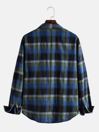 Men's Plaid Button Up Shirt-Vacay Outfit