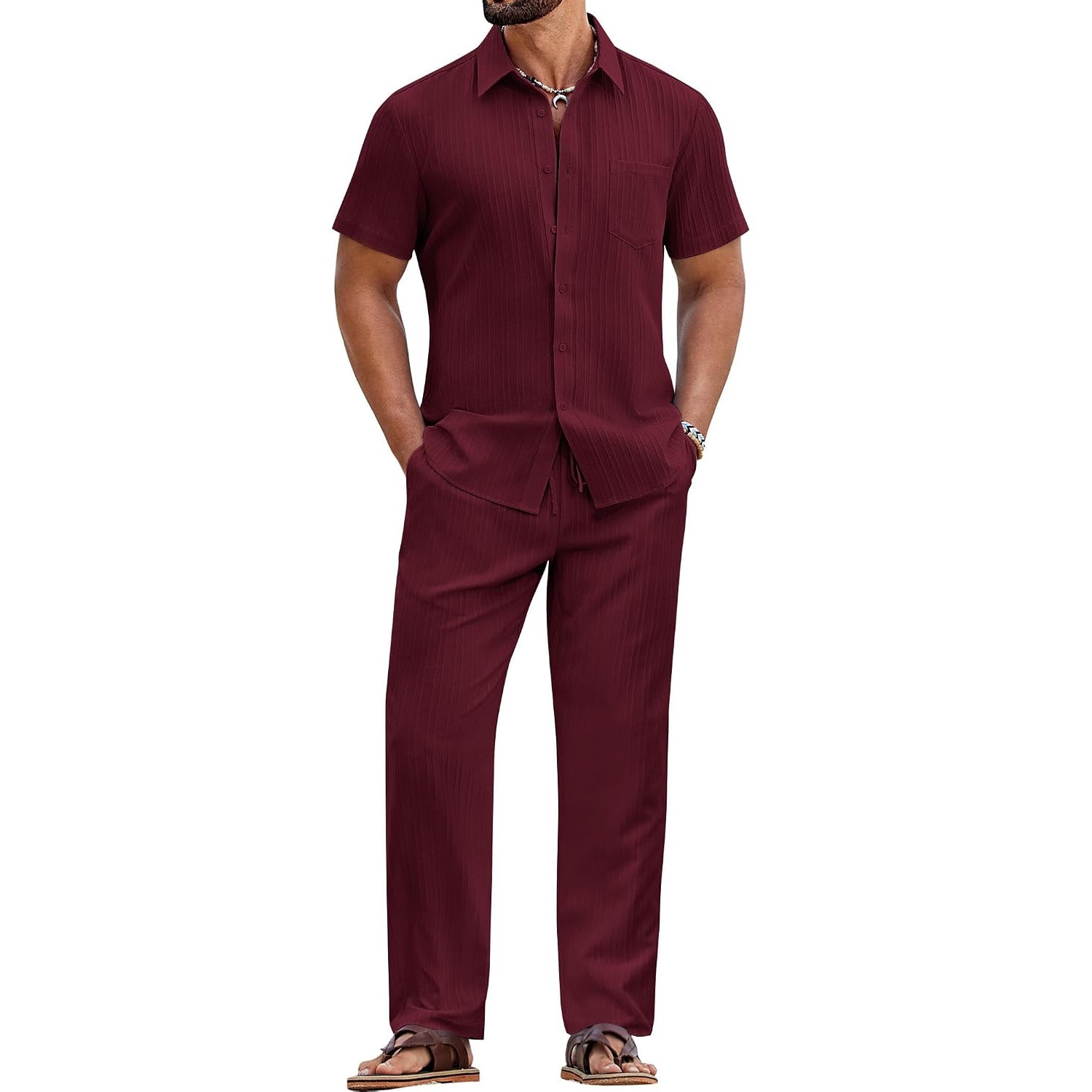 Loose Fit Summer Beach Wear Short And Shirt Set For Men