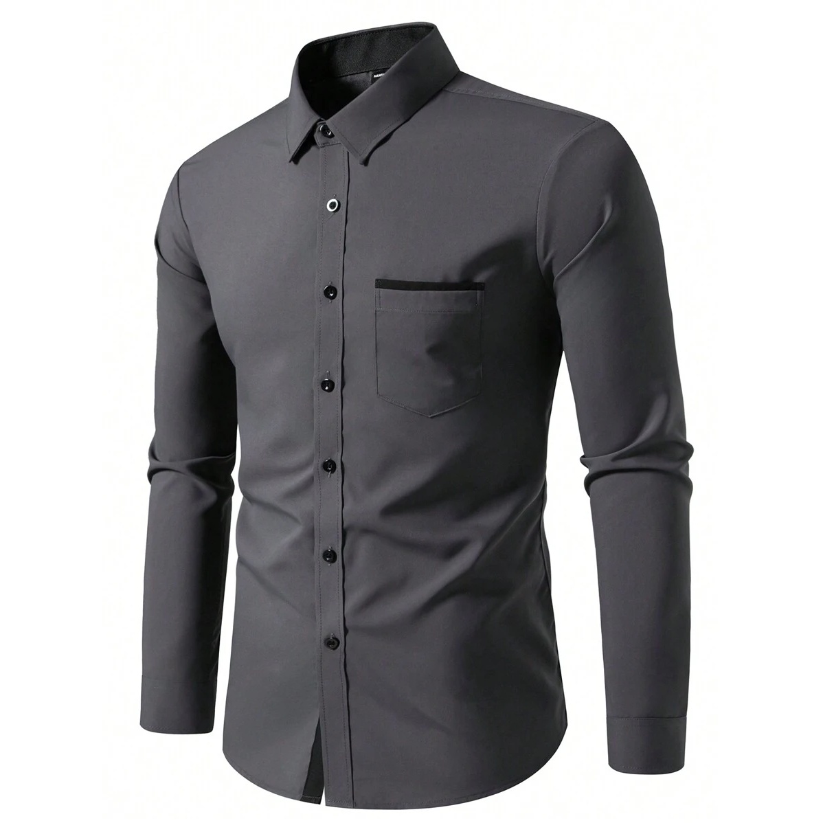 Solid Colored Front Pocket Long Sleeve Shirt