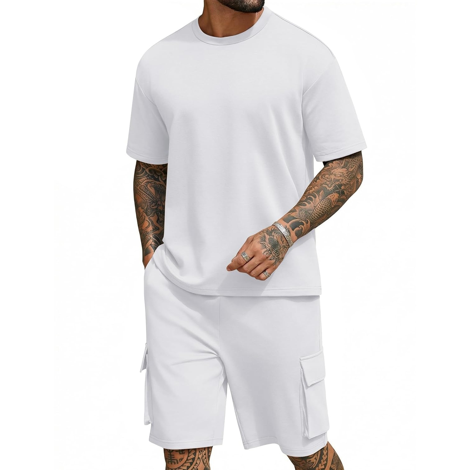Oversized Cotton Summer Shirt And Shorts Set For Men
