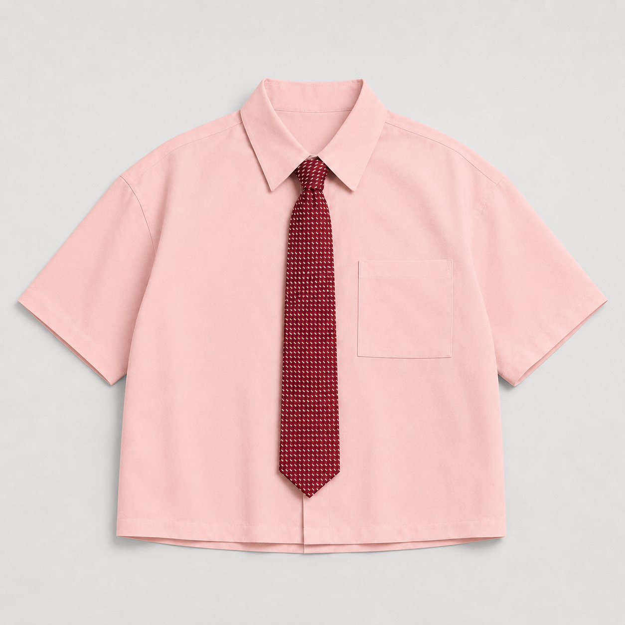 Solid Color Loose Fit Short Sleeve Shirt With Tie For Men