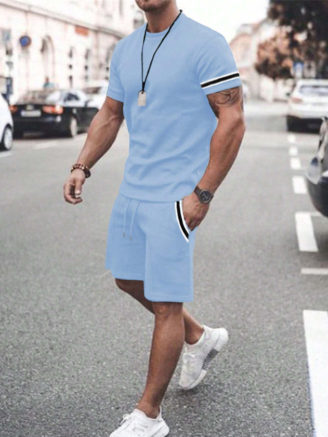 Midnight Athletic T Shirt And Shorts Set-Vacay Outfit