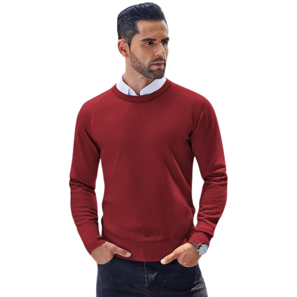 Men’s Slim Fit Crew Neck Knitted Sweater Lightweight Pullover