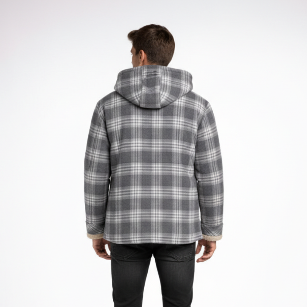 [Copy]Men's Long Sleeve Quilted Lined Flannel Shirt Jacket with Hood