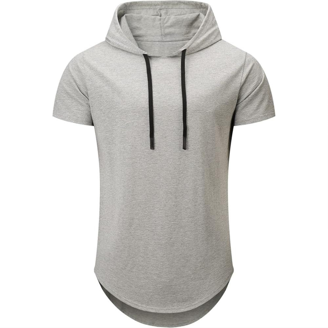 Men Cotton Short Sleeve Hooded T Shirt