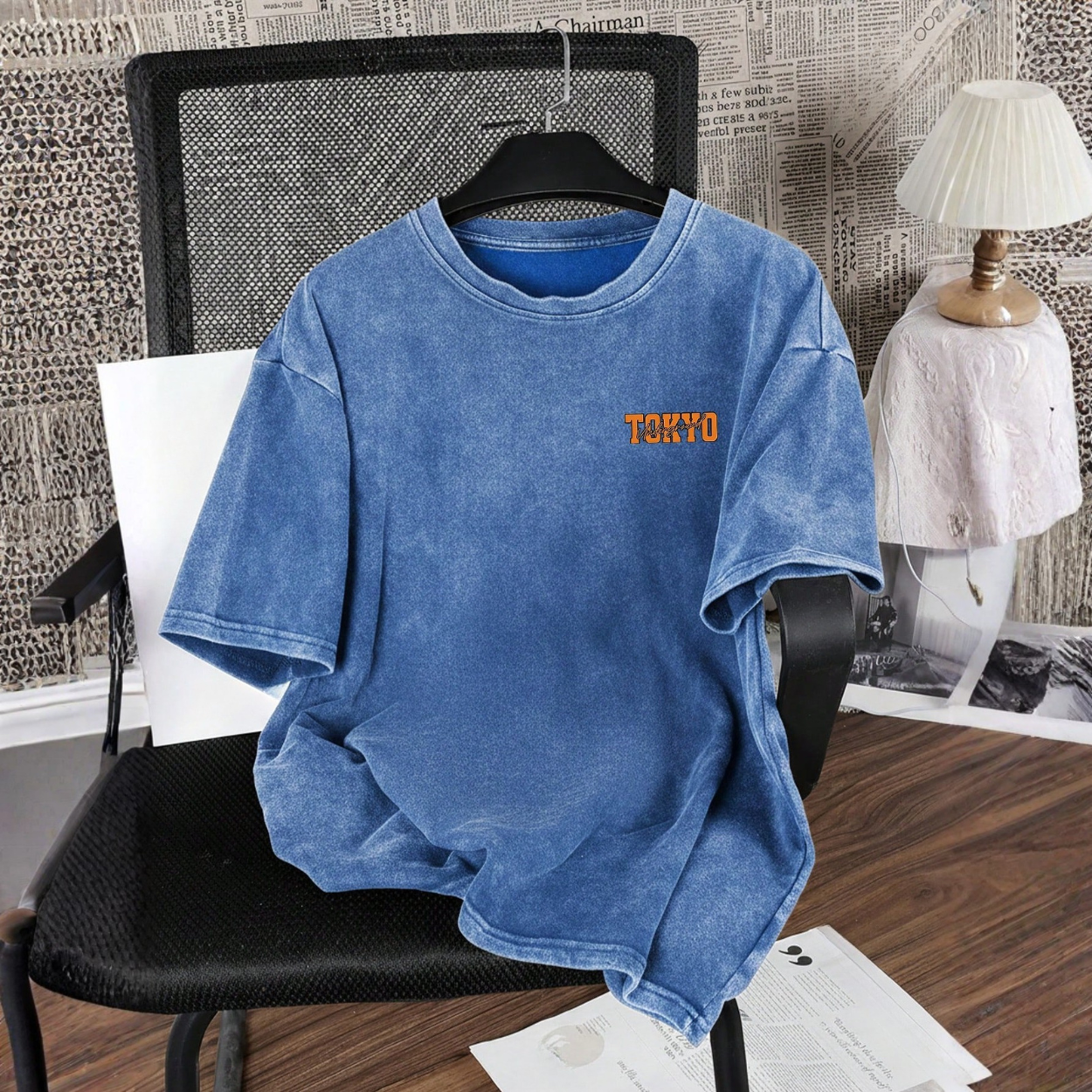 Racing Pattern Slim Washed Vintage Short Sleeve T Shirt For Men