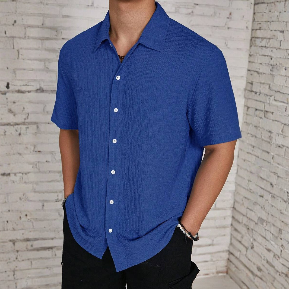 Knit Jacquard Loose Beach Vacation Shirt For Men
