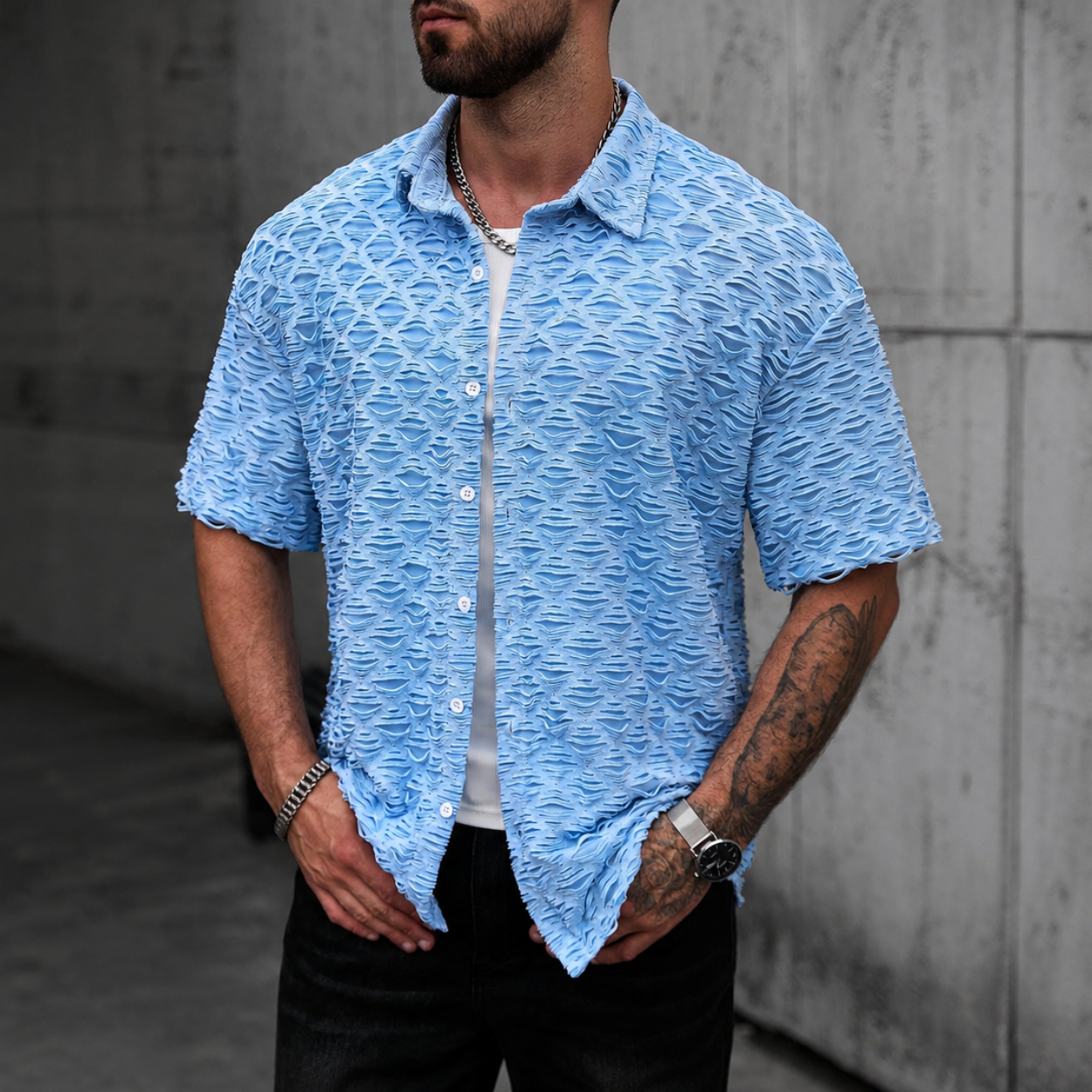 Casual Retro Checkered Short Sleeve Shirt For Men