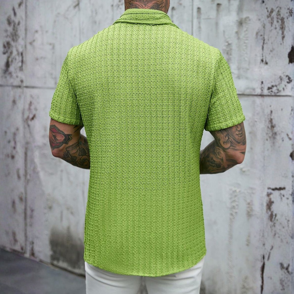 Geometric Jacquard Short Sleeve Casual Shirt