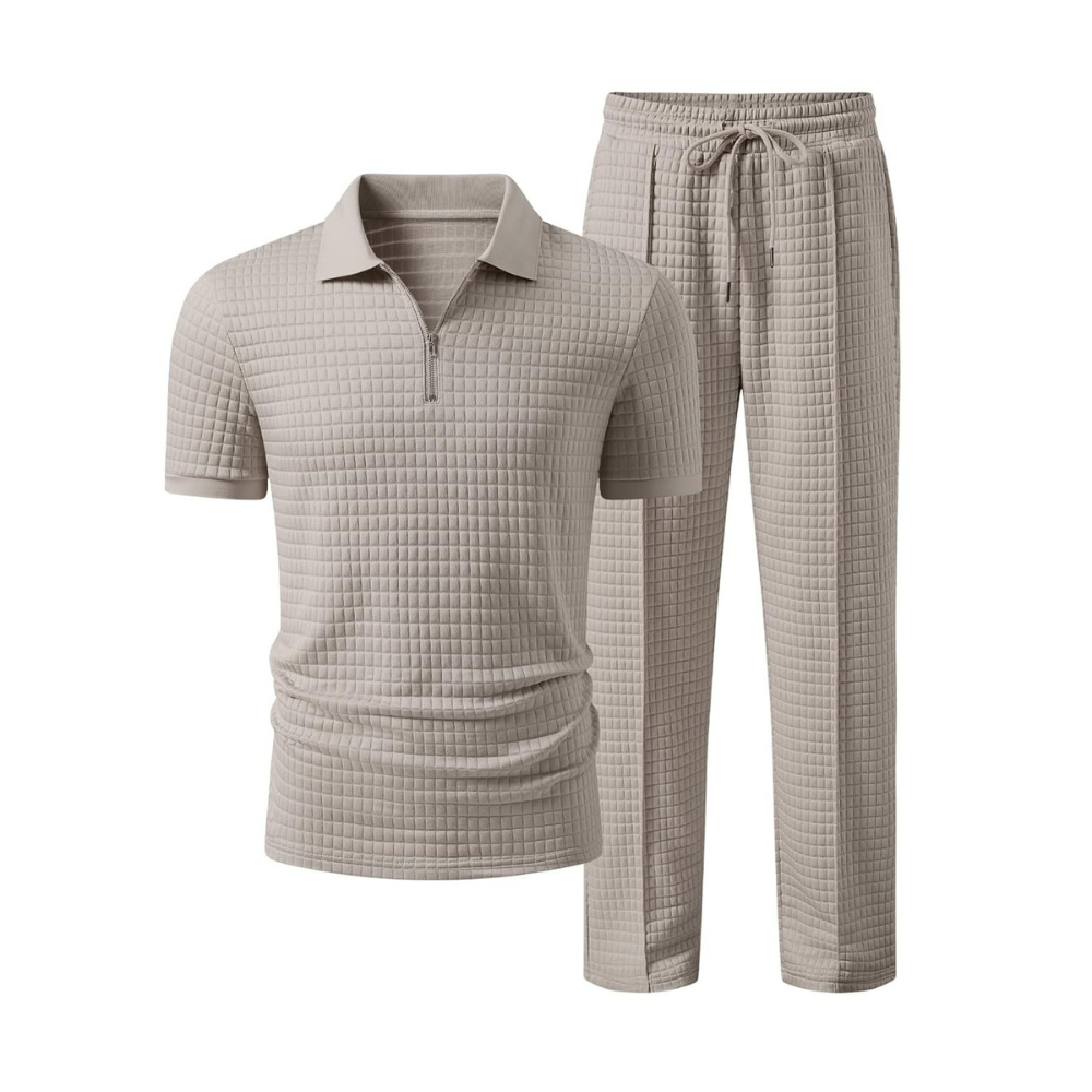 Casual Loungewear Pants Polo Tshirt Set For Men