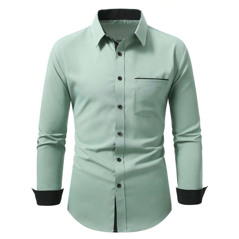 Solid Colored Front Pocket Long Sleeve Shirt