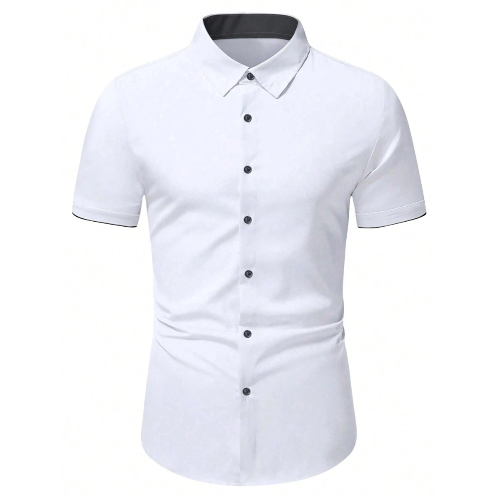 Minimalist Button Down Short Sleeve Business Casual Shirt For Men