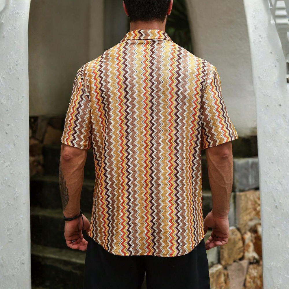 Casual Short Loose Sleeve Textured Sleeve Shirt For Men