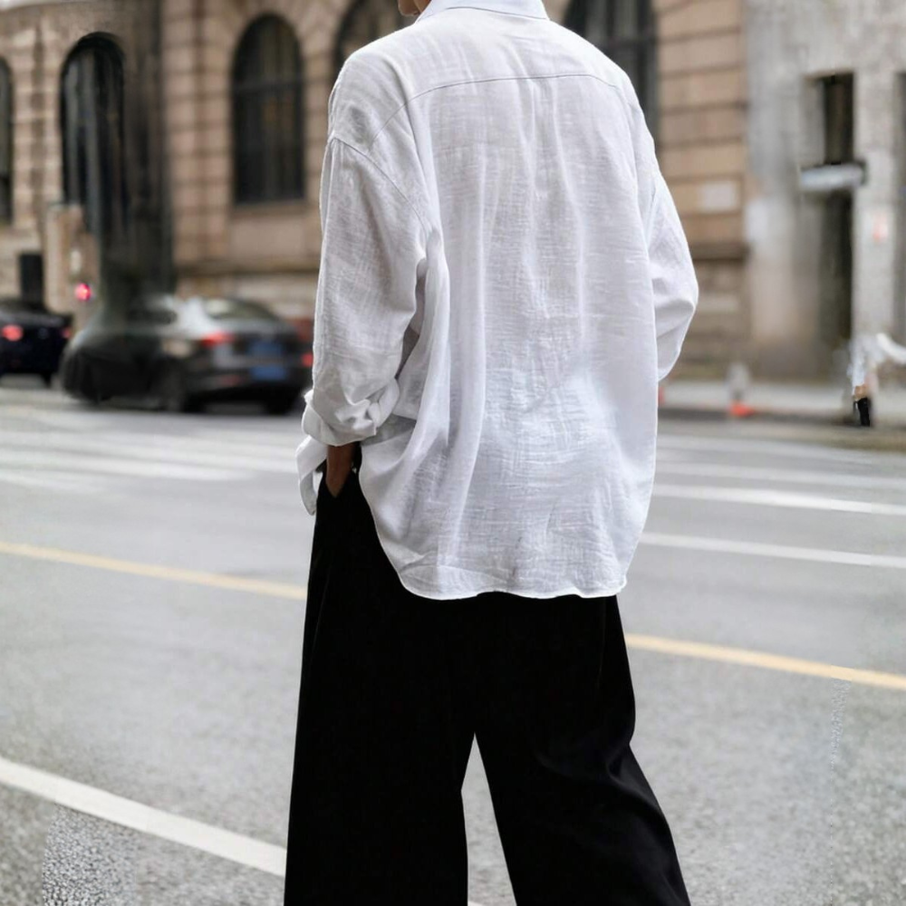 Plus Size Long Sleeve Single Pocket Loose Casual Autumn Shirt For Men