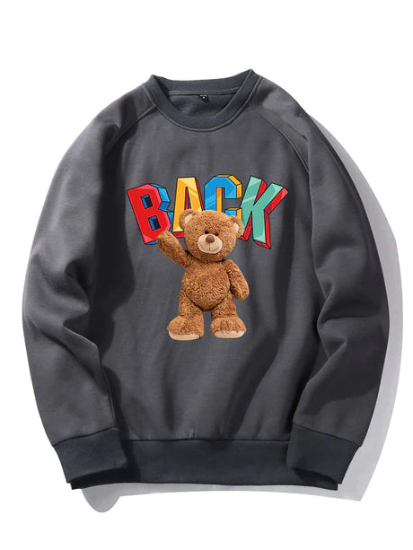 Bear Print Raglan Sleeve Sweatshirt-Vacay Outfit