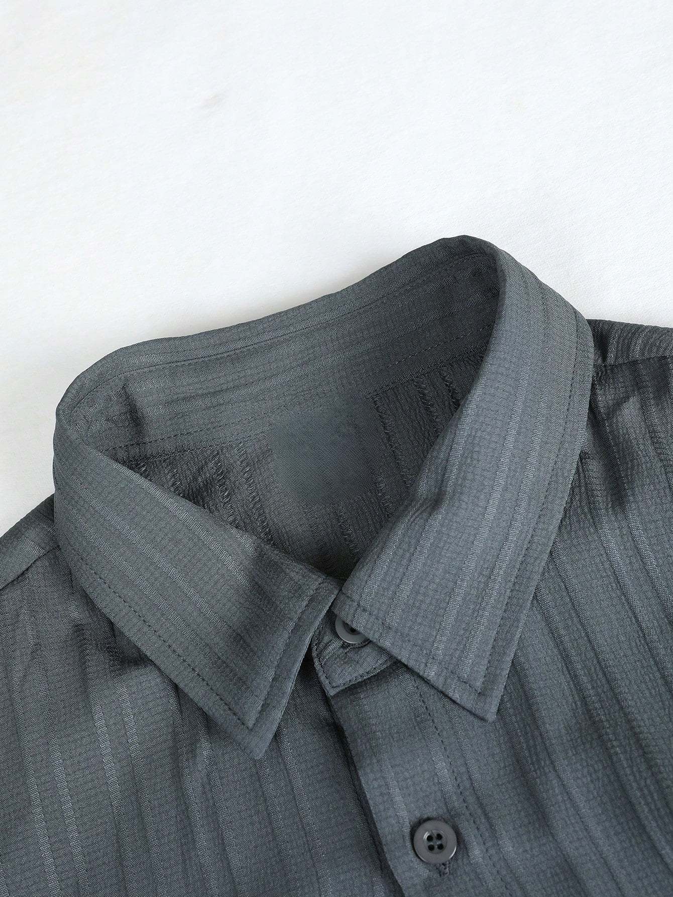 Solid Colored Button Up Shirt And Pants Without Tee-Vacay Outfit