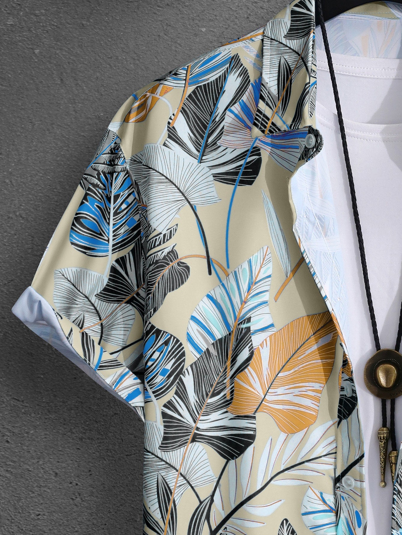 Leaf Print Short Sleeve Shirt And Shorts Set-Vacay Outfit