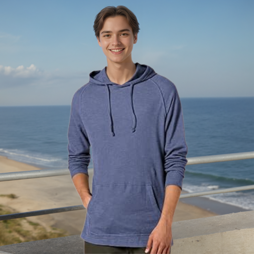 Men’s Long Sleeve Slub Thermal Pullover Hoodie