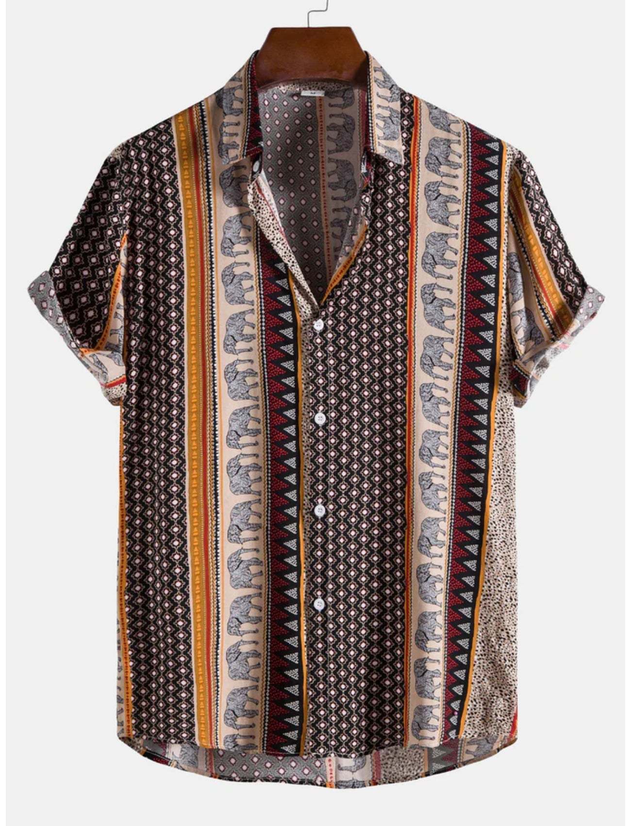 Abstract Elephant Printed Shirt-Vacay Outfit