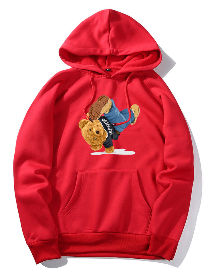 Break Dance Bear Print Hoodie-Vacay Outfit