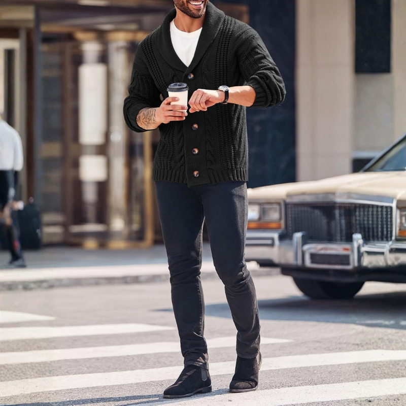 Cable Knit Button Front Cardigan Sweater