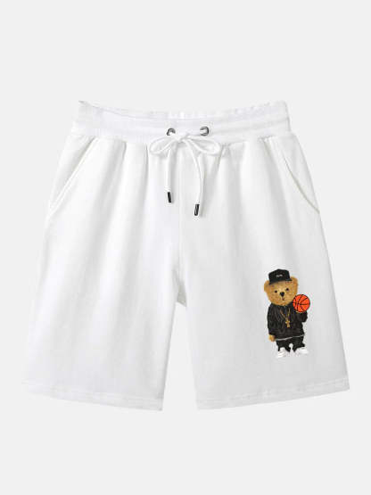 Basketball Bear Print T-Shirt And Shorts-Vacay Outfit