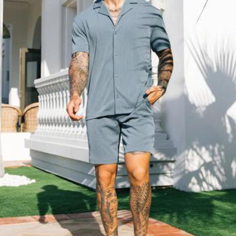 The Riviera Revere Shirt With Midnight Elegance-Vacay Outfit