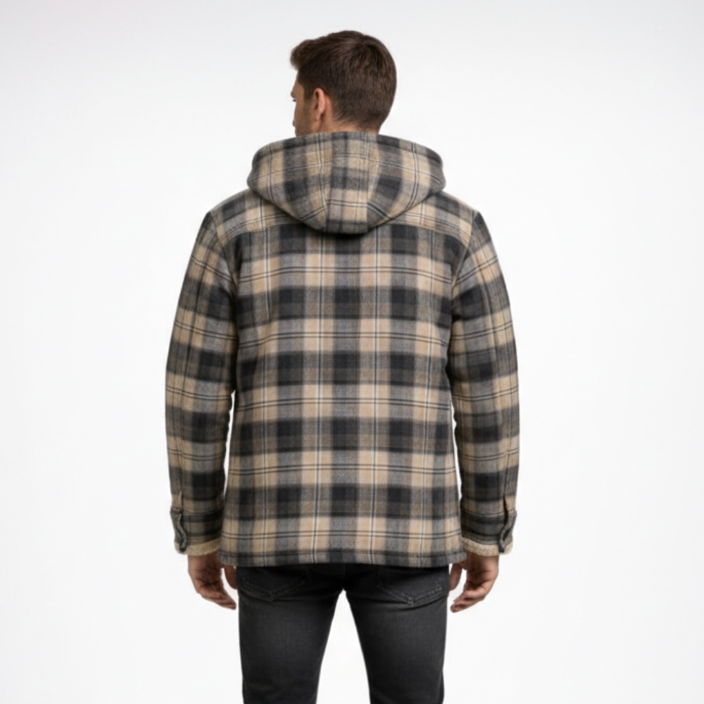 [Copy]Men's Long Sleeve Quilted Lined Flannel Shirt Jacket with Hood