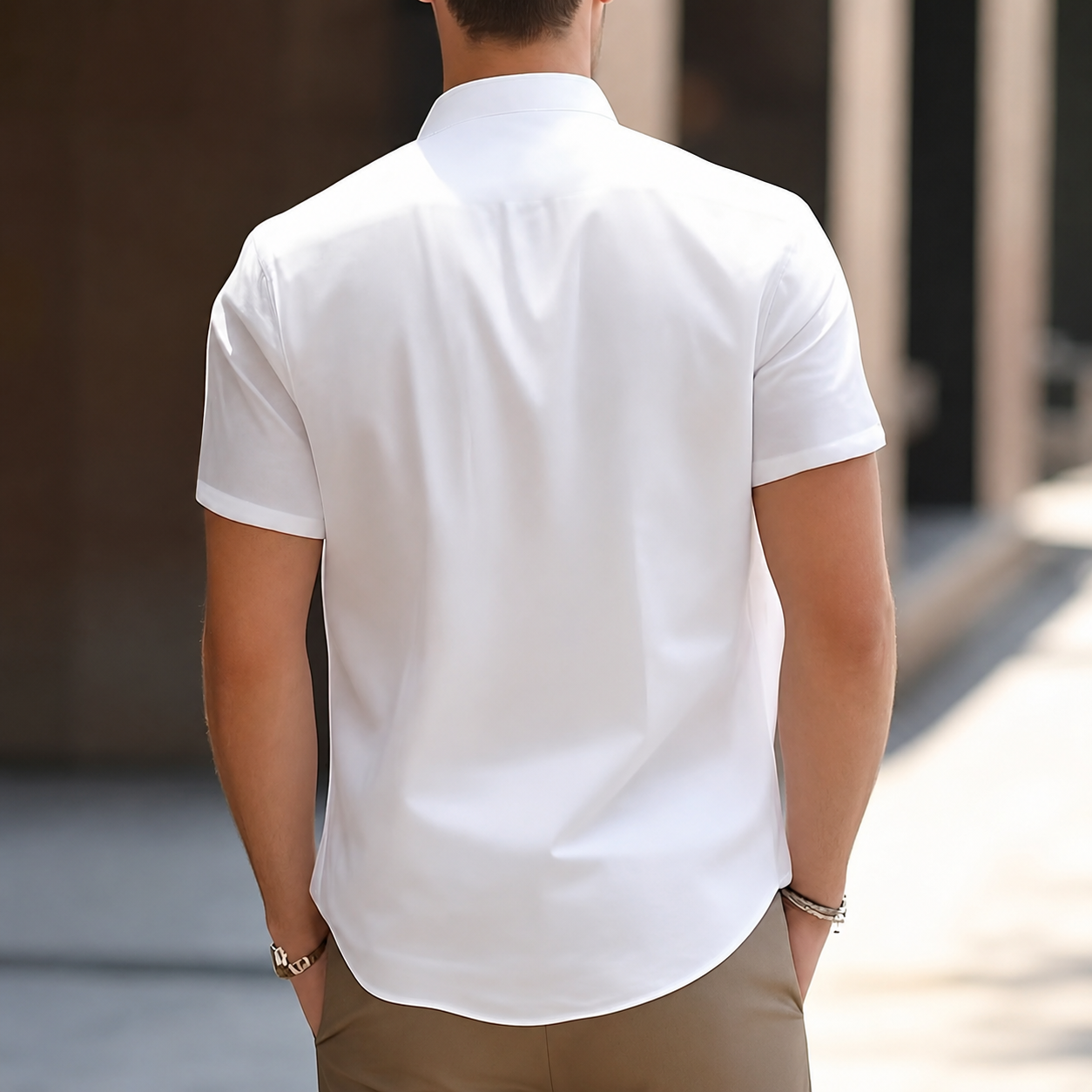 Vintage Retro Slim Fit Short Sleeve Casual Collared Shirt For Men