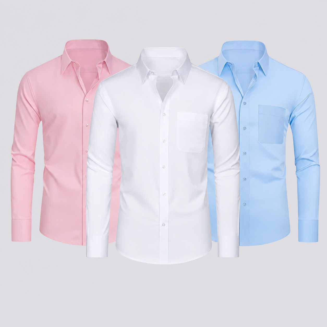 Slim Fit Pack Of 3 Long Sleeve Formal Shirt For Men