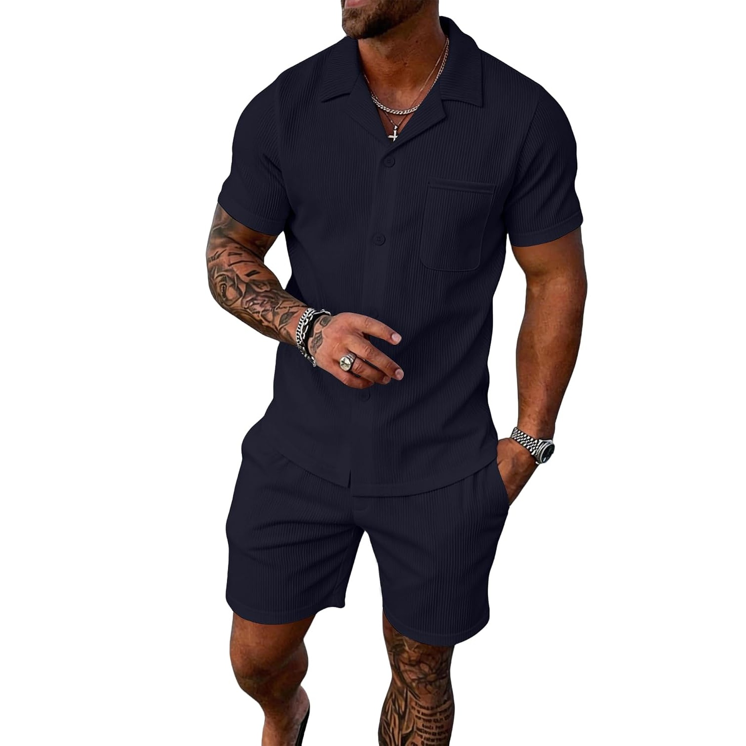Casual Summer Beach Shorts and Shirt Set Men