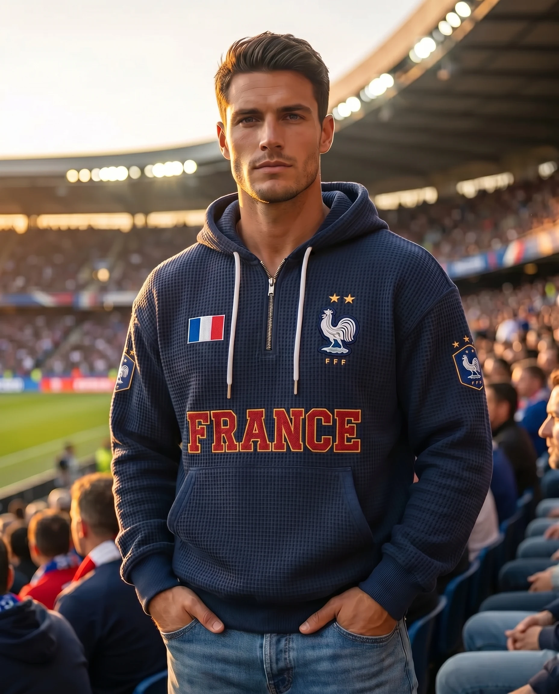 France waffle quarter-zip football fan hoodie