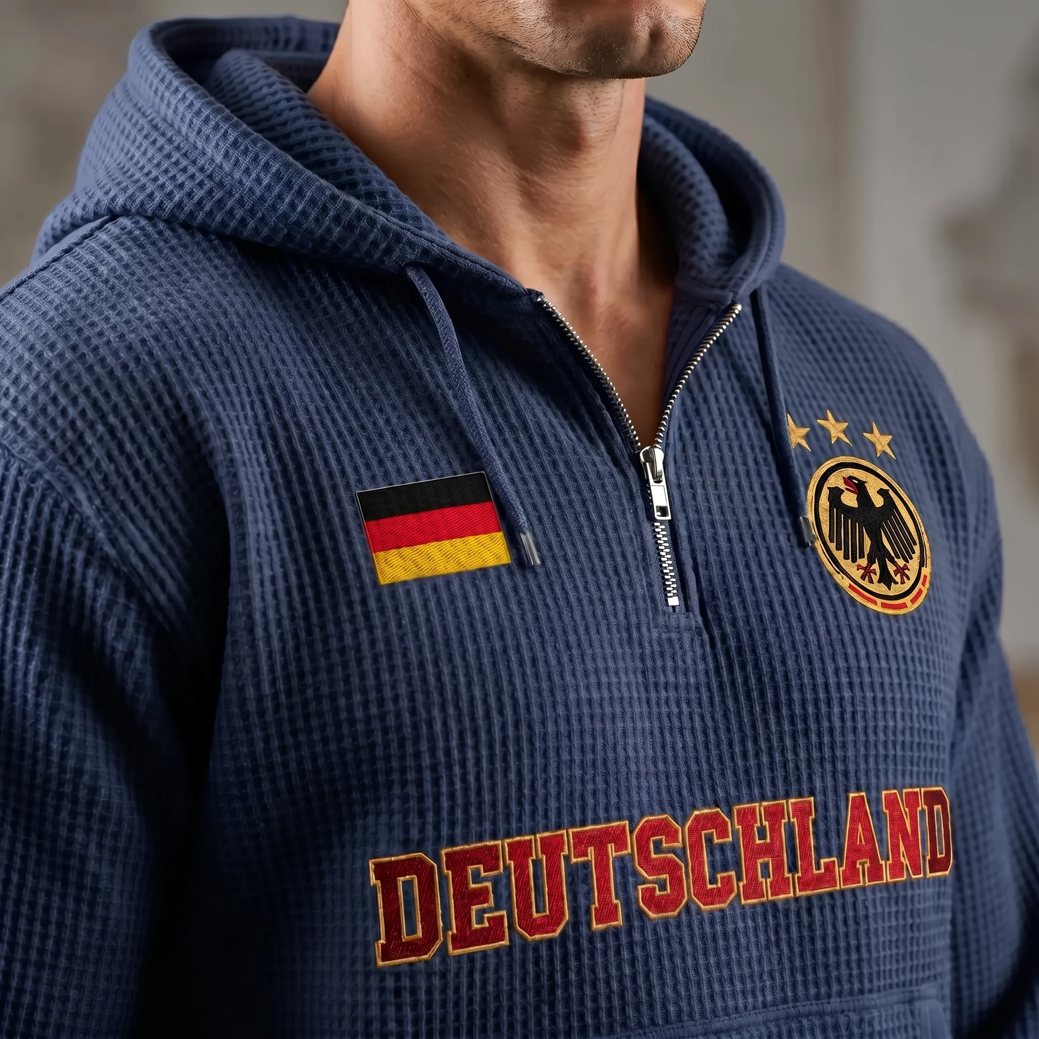 Germany waffle quarter-zip football fan hoodie