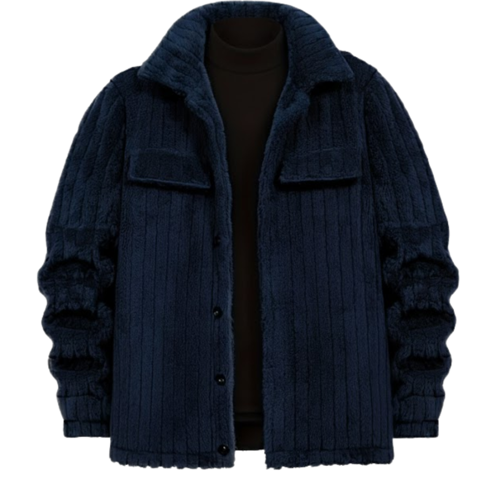 Winter Plush Jacket With Soft Collar and Button Closure For Men
